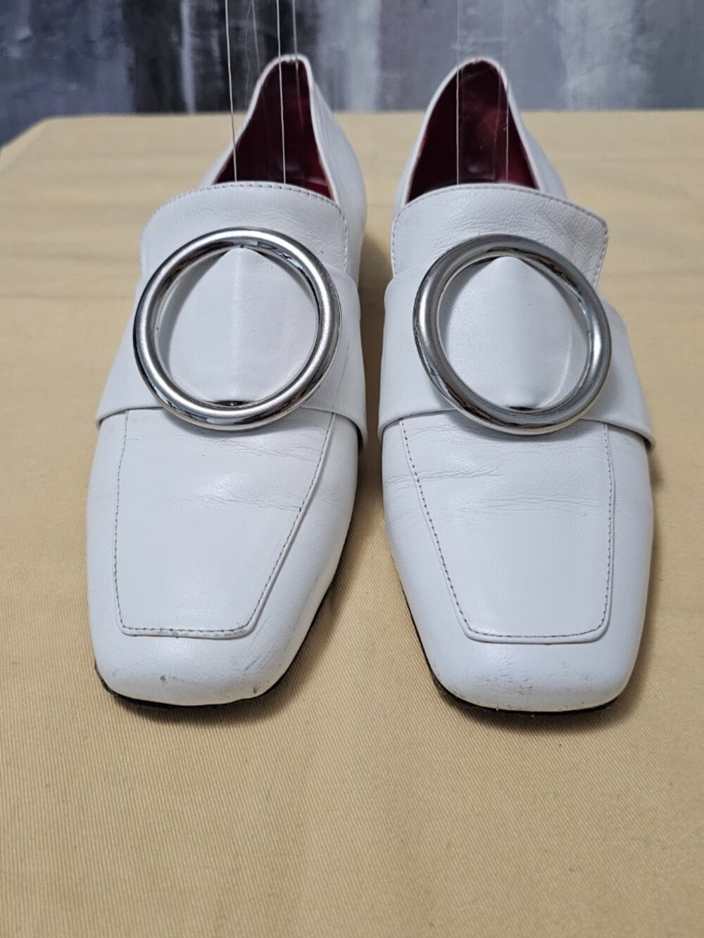 Dorateymur Harput White Leather Loafers with Silver-Tone Ring - Women's Size 6 - Picture 4 of 8